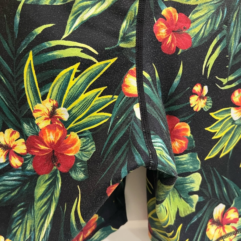 Women’s Ideology Tropical Print High Rise Waist Shorts - Black Floral - Picture 4 of 4
